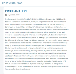 City of Springville Proclamation